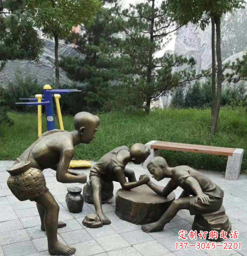张掖掰手腕儿童铜雕