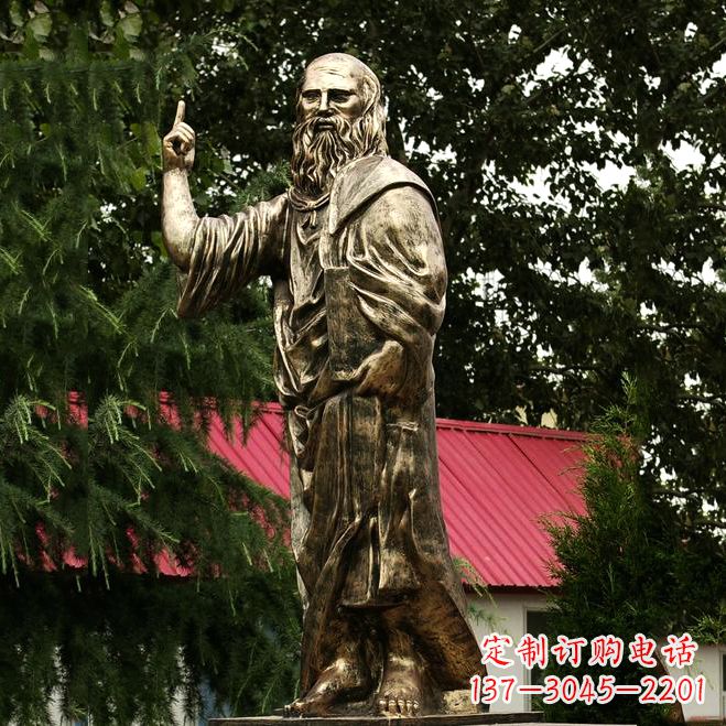 张掖柏拉图玻璃钢仿铜雕像-世界名人古希腊著名哲学家雕塑