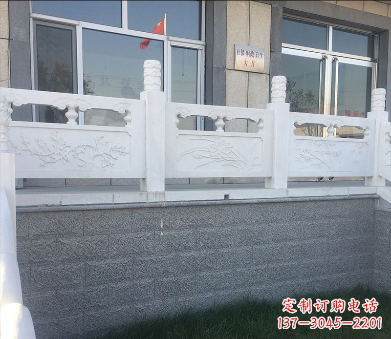 张掖别墅汉白玉栏板景观石雕 (2)