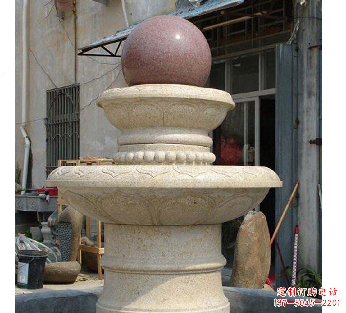 张掖别墅景观大理石风水球喷泉雕塑