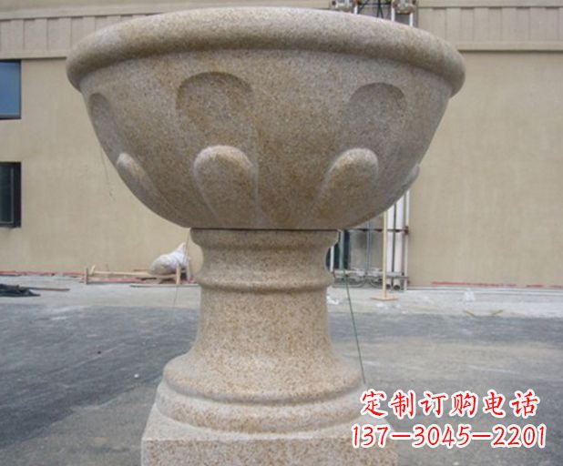 张掖别墅景观大理石花盆石雕 (3)