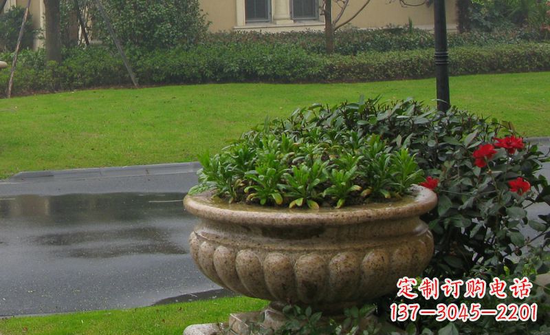 张掖别墅景观大理石花盆石雕 (4)