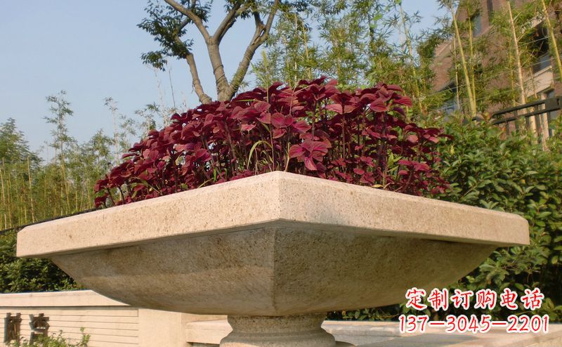 张掖别墅景观大理石花盆石雕_1
