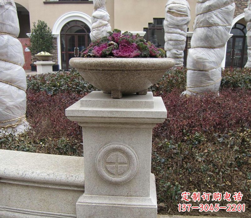 张掖别墅景观大理石花盆石雕_2