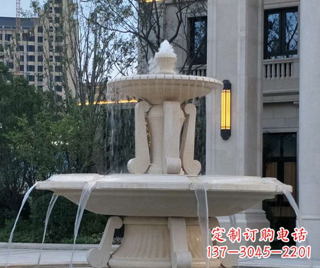 张掖别墅景观汉白玉喷泉石雕 (2)