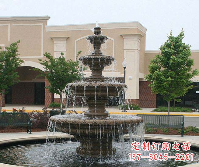 张掖别墅景观石雕多层喷泉雕塑 (3)