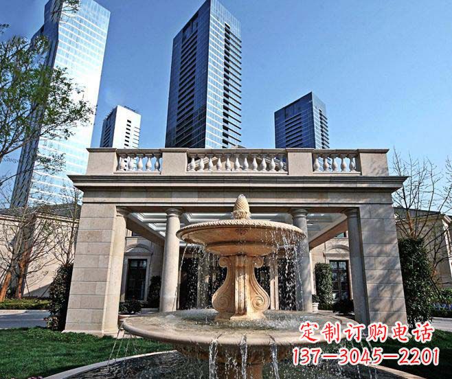 张掖别墅景观晚霞红喷泉石雕 (2)