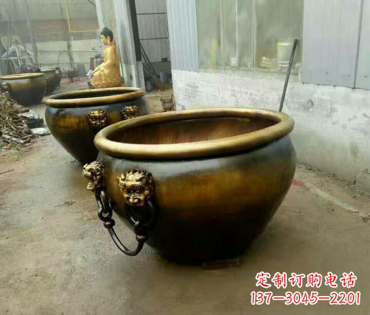 张掖精致的铜制家居摆件——水缸铜雕塑
