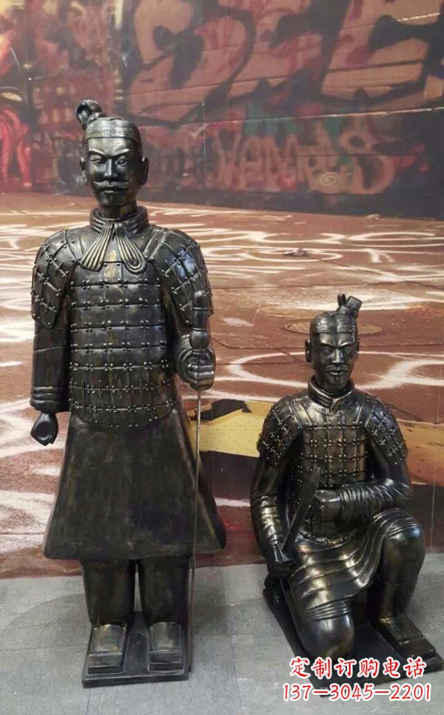 张掖兵马俑玻璃钢仿铜人物雕塑