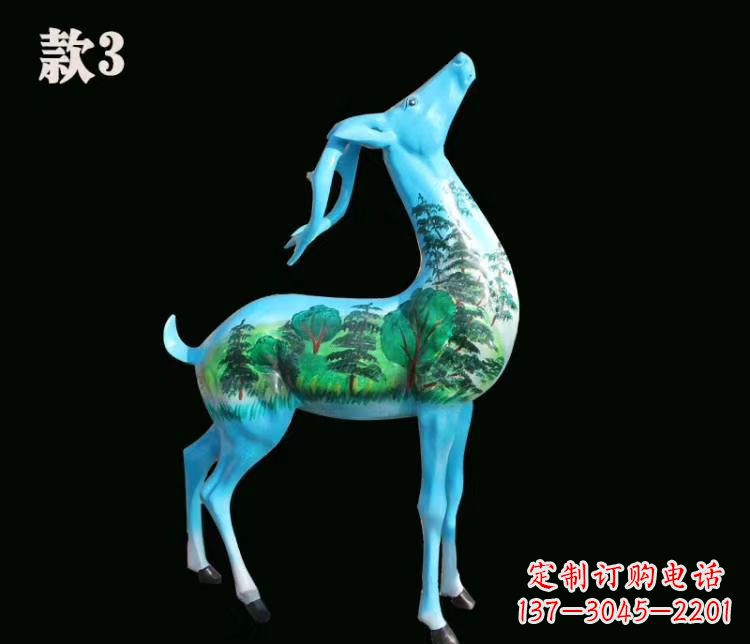 张掖玻璃钢彩绘艺术小鹿雕塑精美的艺术品