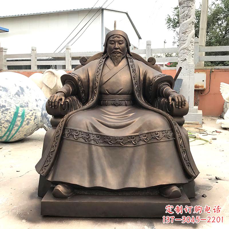 张掖成吉思汗玻璃钢仿铜雕塑