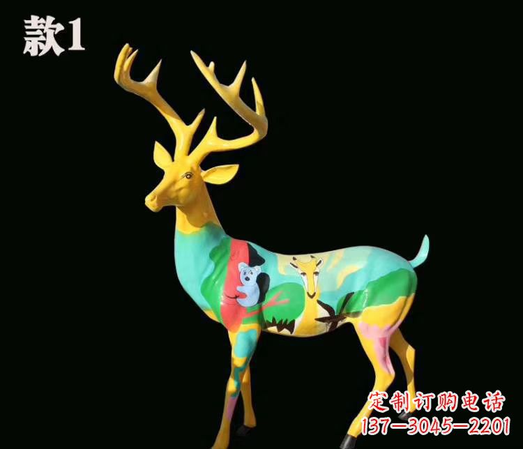 张掖玻璃钢梅花鹿雕塑