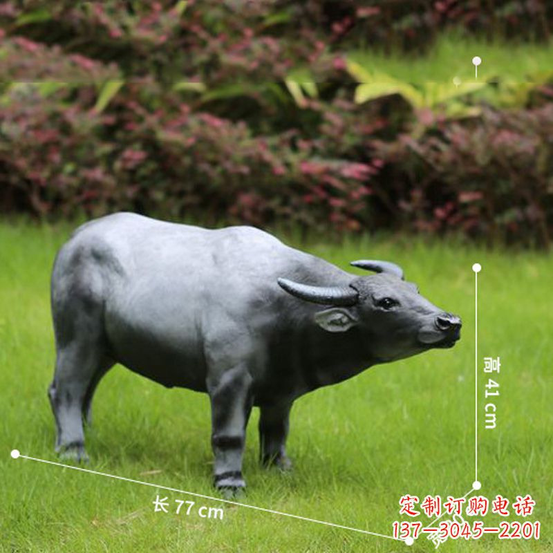 张掖玻璃钢仿真水牛雕塑——点缀公园草坪