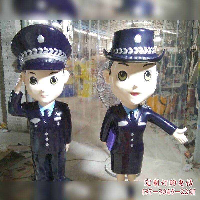 张掖玻璃钢警察雕塑表达警队宗旨