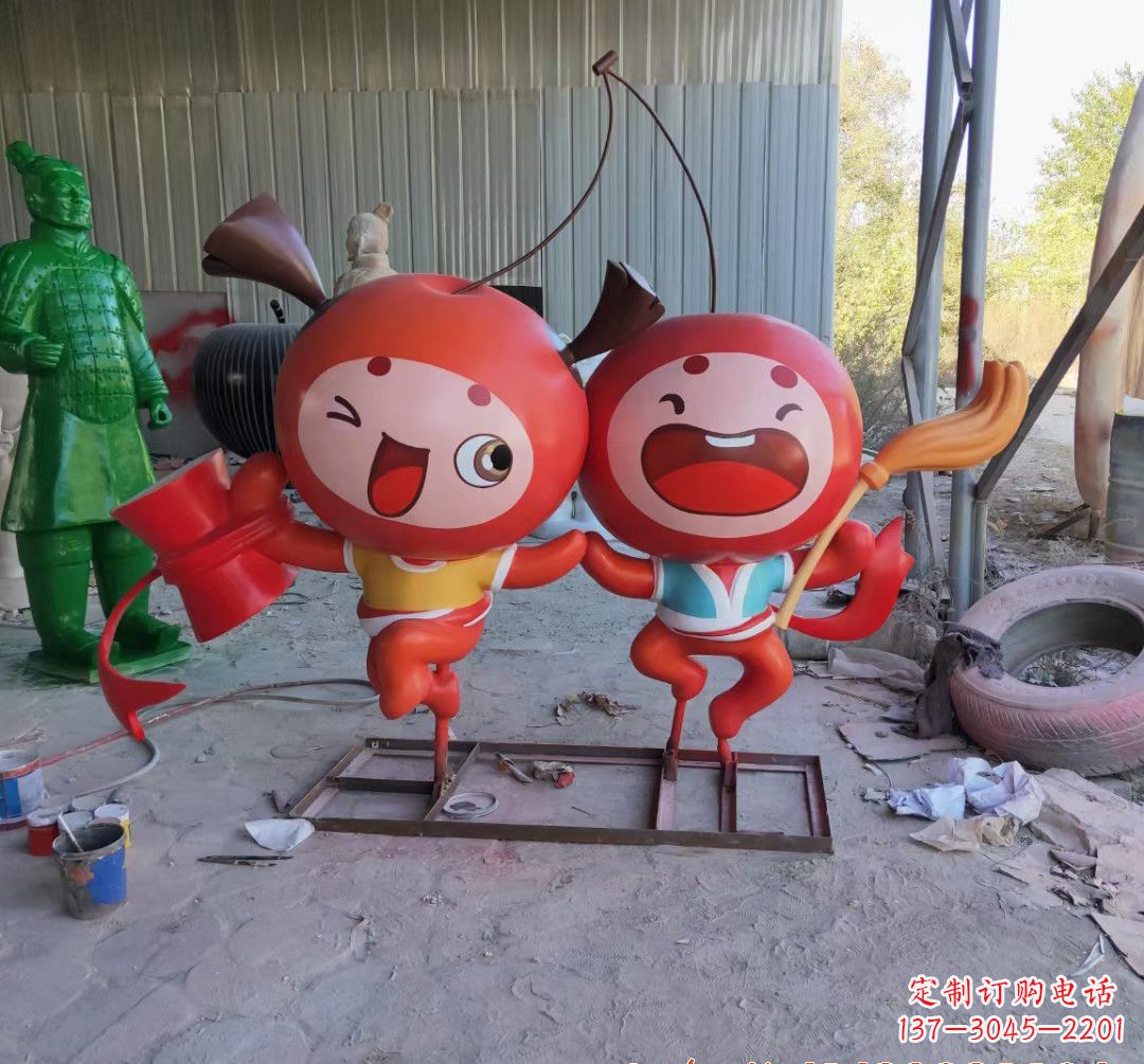 张掖精致的玻璃钢苹果雕塑
