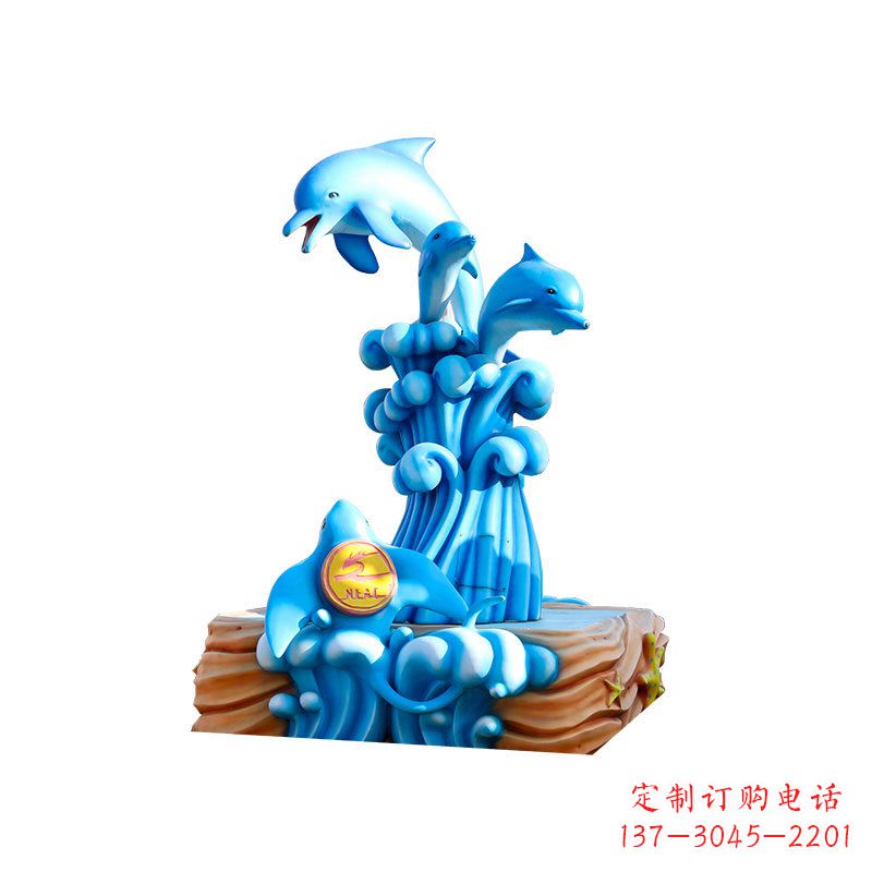 张掖玻璃钢海豚雕塑精美可爱的海洋宝藏