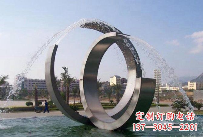 张掖不锈钢C形喷泉雕塑精美雕塑艺术