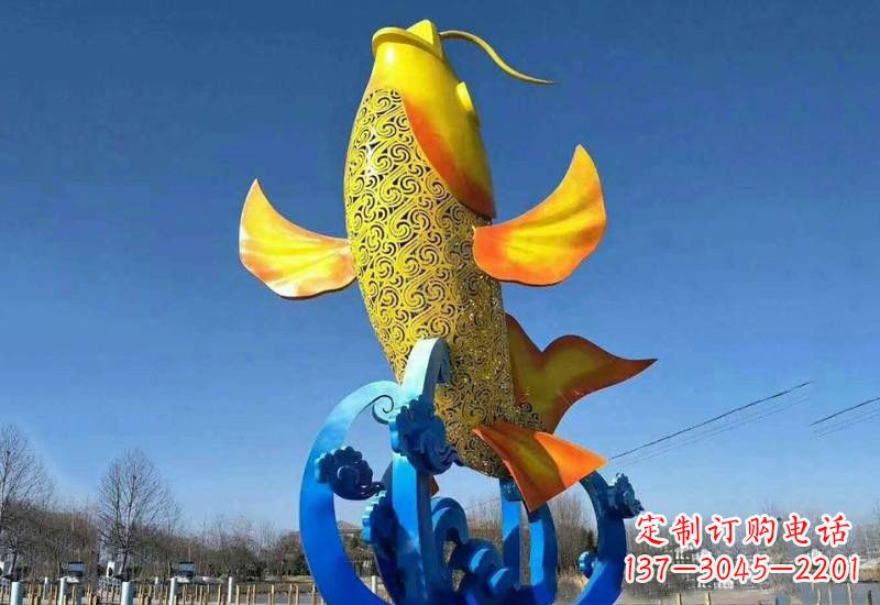 张掖不锈钢鲤鱼雕塑——城市的一道风景线
