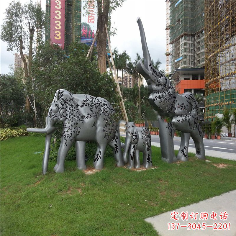 张掖不锈钢大象雕塑小区园林的精美装饰
