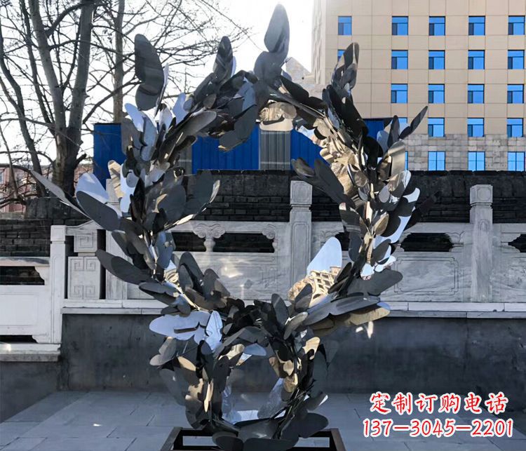 张掖不锈钢蝴蝶花环景观雕塑