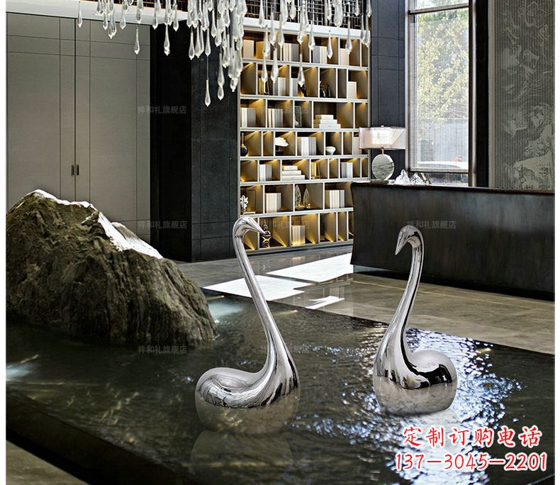张掖精致的不锈钢天鹅雕塑