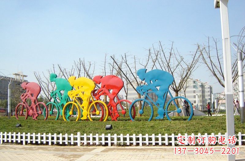 张掖不锈钢抽象自行车雕塑
