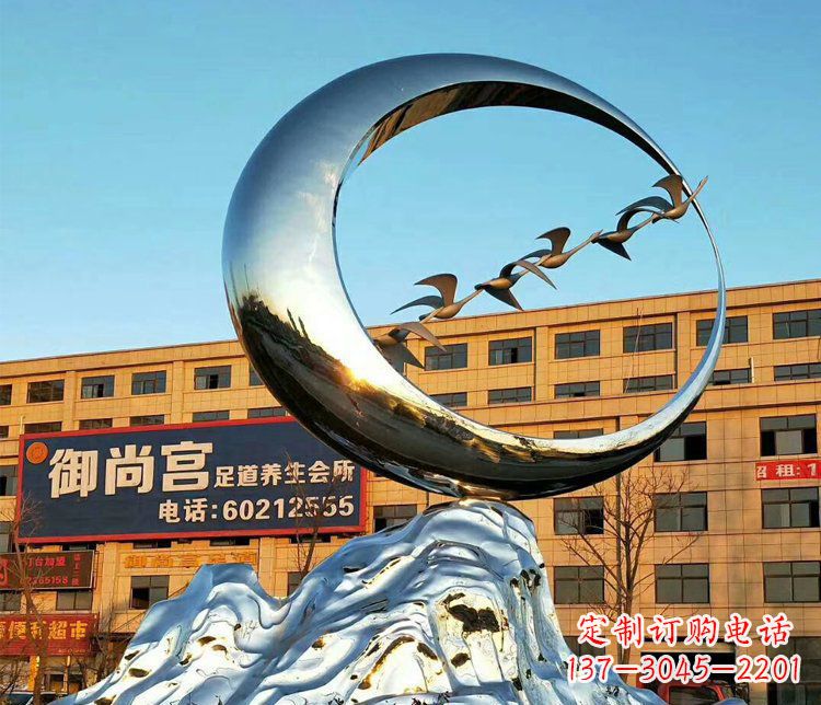 张掖不锈钢大雁雕塑精美的艺术之作
