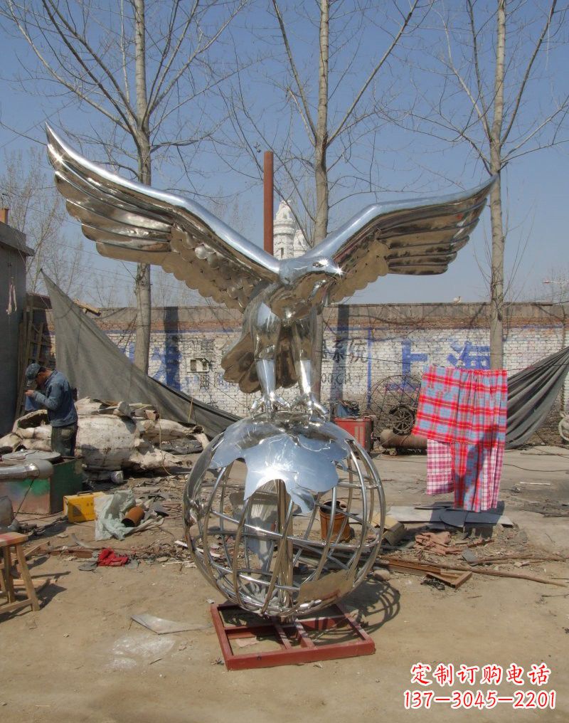 张掖老鹰雕塑不锈钢大展鸿图