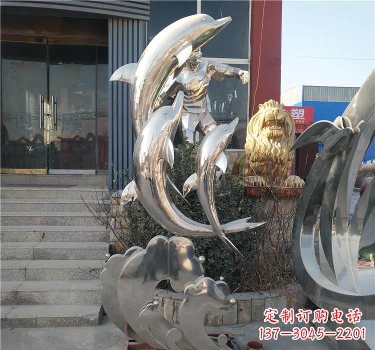张掖不锈钢海豚雕塑——精美外观,传递环保理念