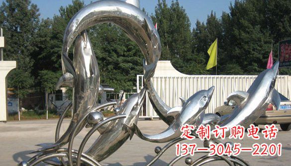 张掖不锈钢海豚雕塑精美雕刻展现海洋之美