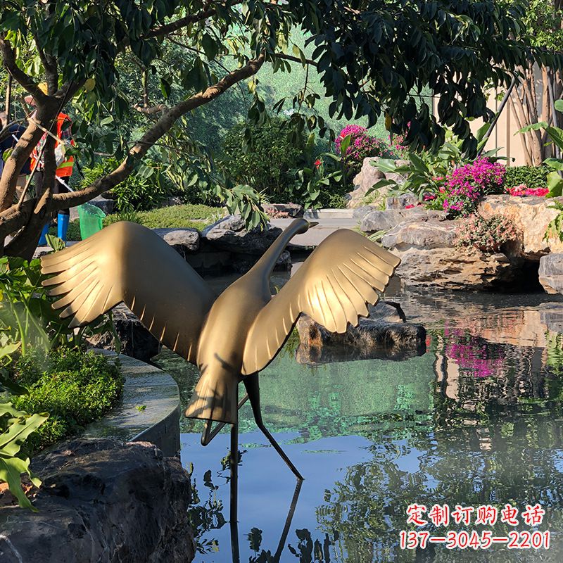 张掖不锈钢动物鹤雕塑精美艺术品