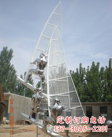 张掖海上航行不锈钢帆船雕塑