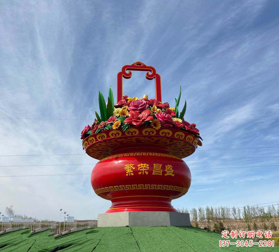 张掖不锈钢花篮雕塑象征繁荣昌盛