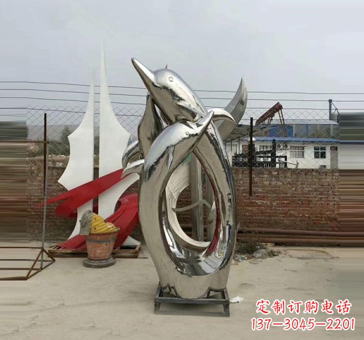 张掖不锈钢海豚雕塑——象征着动物自由的象征