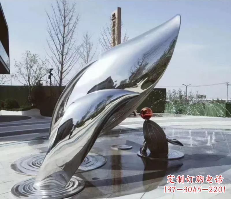 张掖精美不锈钢海豚雕塑