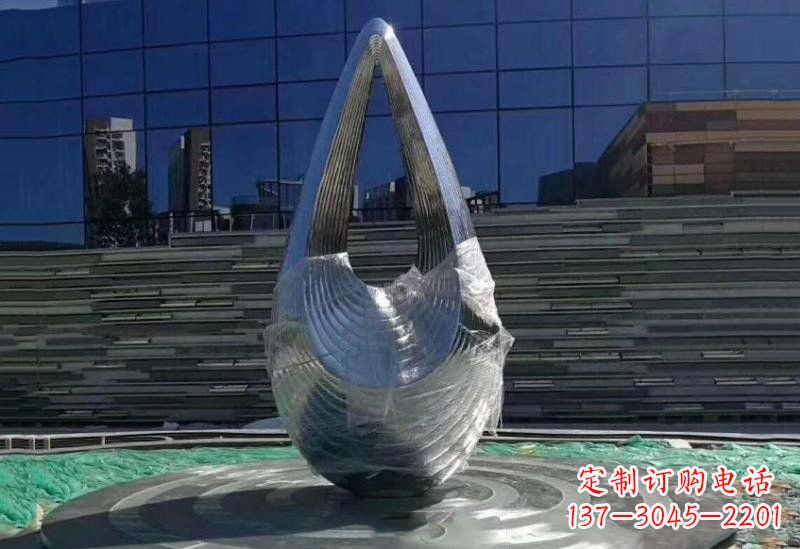 张掖不锈钢空心水滴雕塑美丽的艺术之作