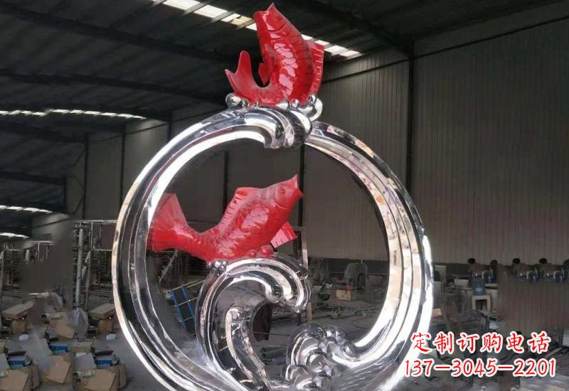 张掖不锈钢跃龙门雕塑——浪漫传奇的见证
