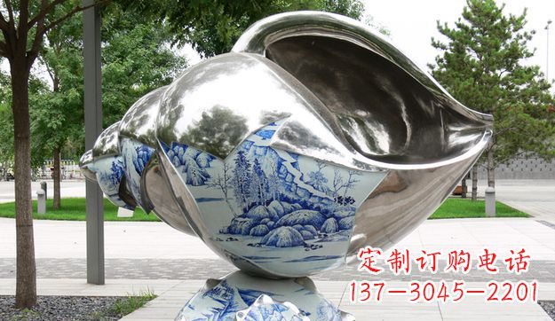 张掖不锈钢海螺景观雕塑美轮美奂