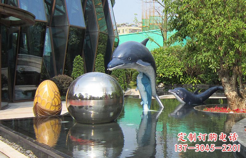 张掖不锈钢海豚景观雕塑创造精美绝伦的企业公园