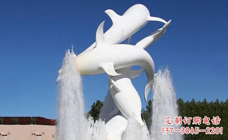 张掖不锈钢海豚喷泉雕塑传递海豚的美丽
