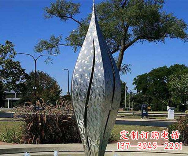 张掖不锈钢花骨朵喷泉雕塑精致细节展现精美艺术