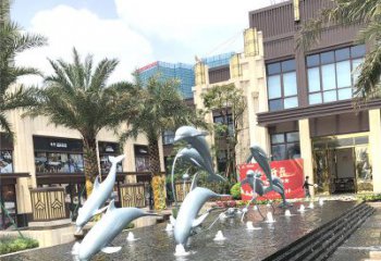 张掖精美海豚喷泉，点缀城市企业街道