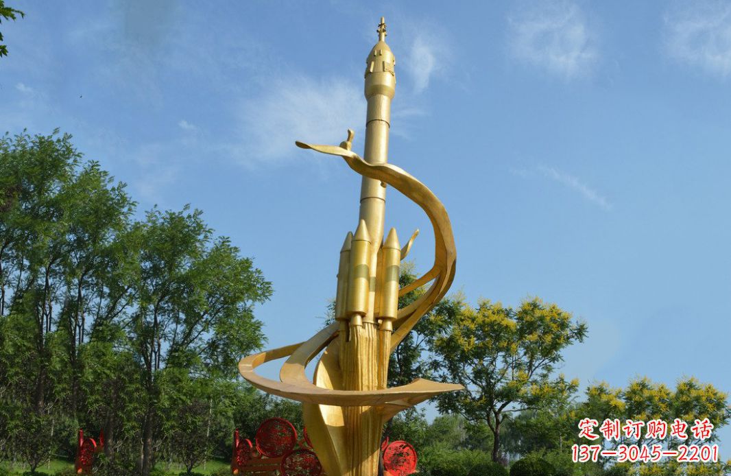 张掖火箭飞向蓝天不锈钢火箭广场景观雕塑