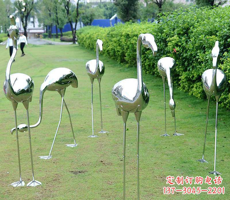 张掖不锈钢火烈鸟雕塑美丽的艺术杰作