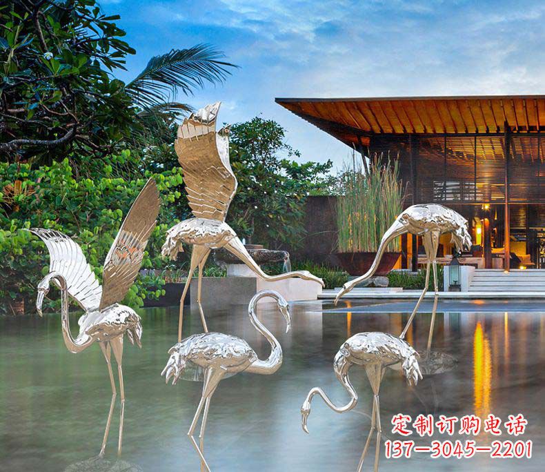 张掖精美不锈钢火烈鸟雕塑