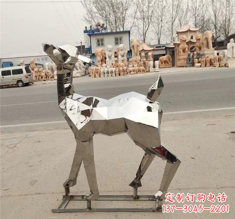 张掖不锈钢几何小鹿雕塑精美艺术品