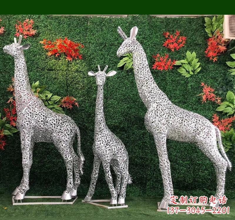张掖不锈钢长颈鹿雕塑艺术与美的完美结合
