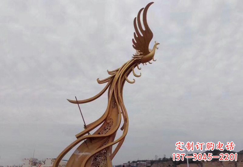 张掖不锈钢凤凰雕塑精致美观