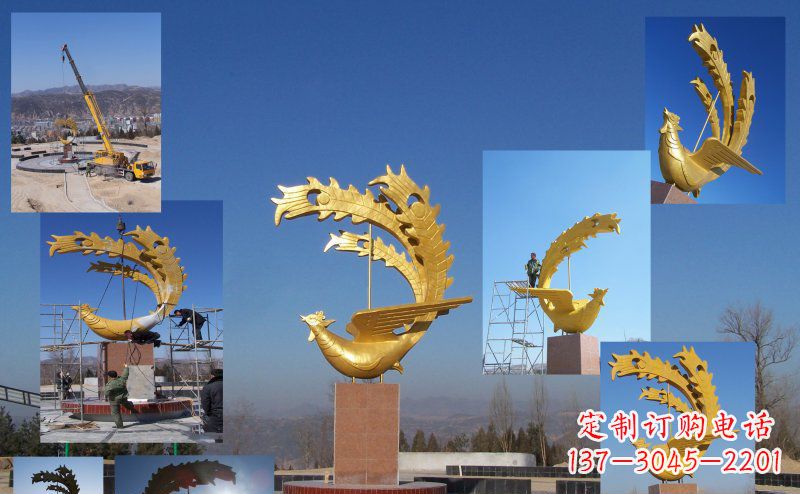 张掖凤凰金色雕塑——展现凤凰之美
