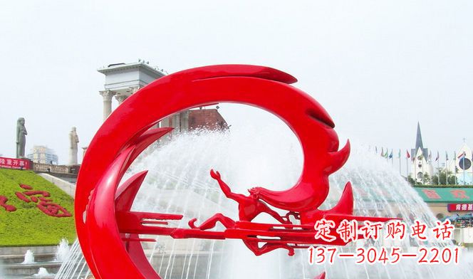 张掖夸父的传奇不锈钢雕塑